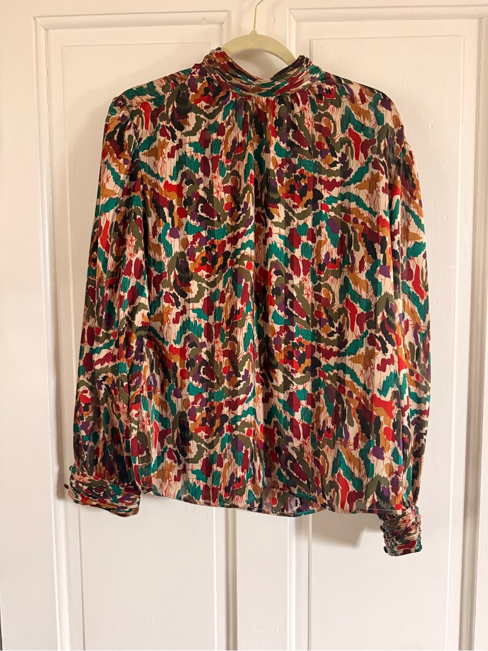 Notations Multicolor Abstract Print Blouse with High Neck